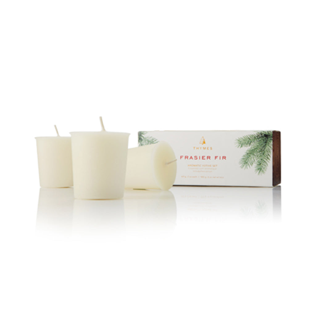 thymes frasier fir votive candle set with box