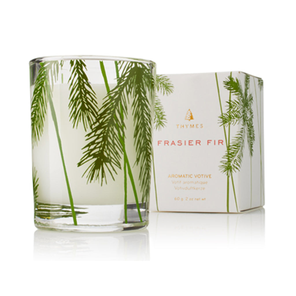 thymes frasier fir pine needle votive candle with box
