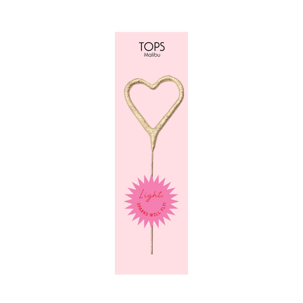 tops malibu mini gold sparkler heart on pink card