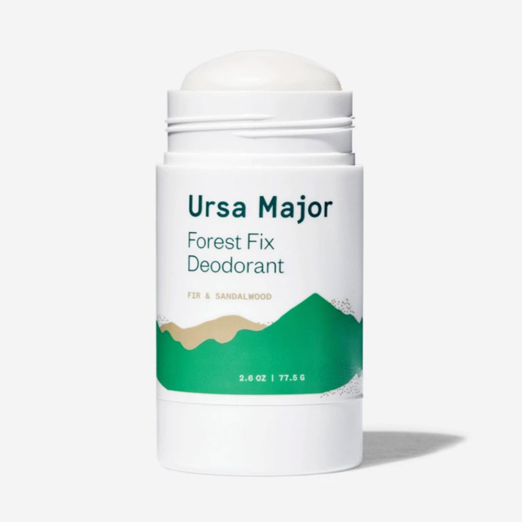 ursa major forest fix scented deodorant in packaging cap off