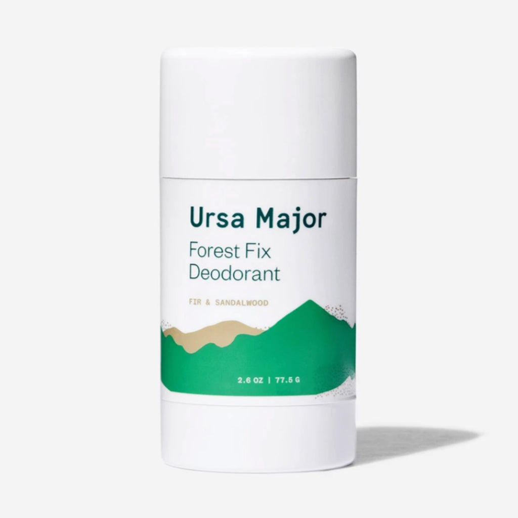 ursa major forest fix scented deodorant in packaging cap on