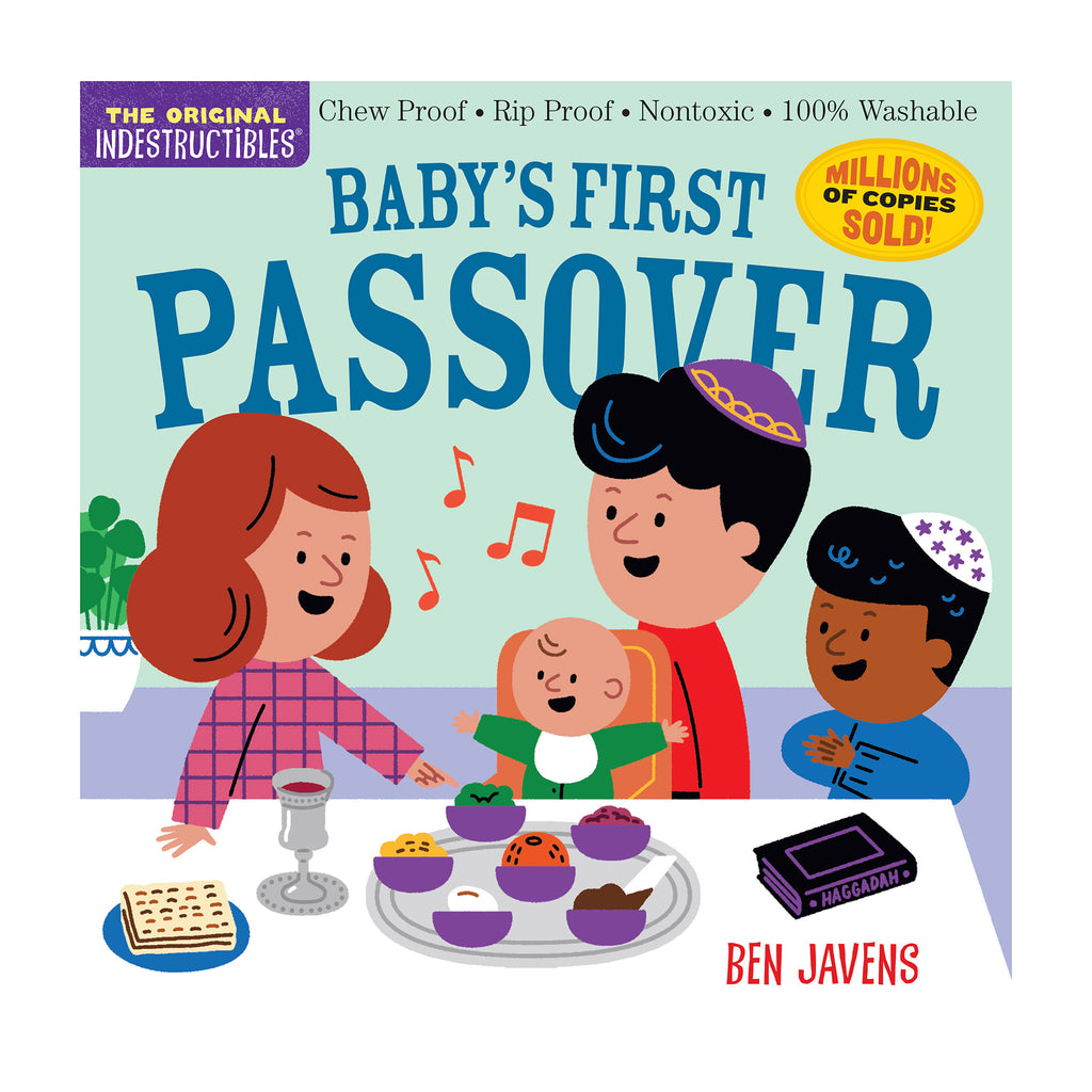 Front cover for The Original Indestructibles Baby's First Passover soft, chew proof, rip proof, non-toxic book.