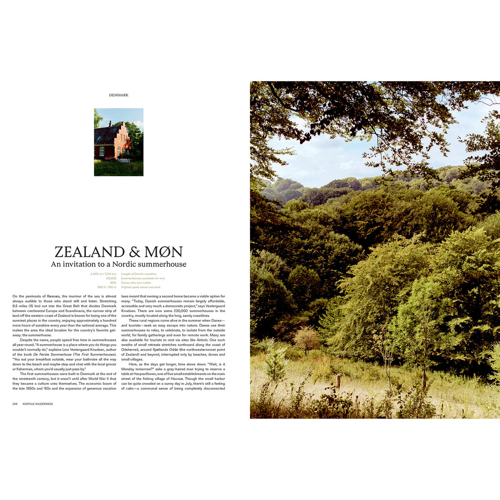 Sample page of Zealand & Mon summerhouse in Denmark from Kinfolk Wilderness hardcover book by John Burns.