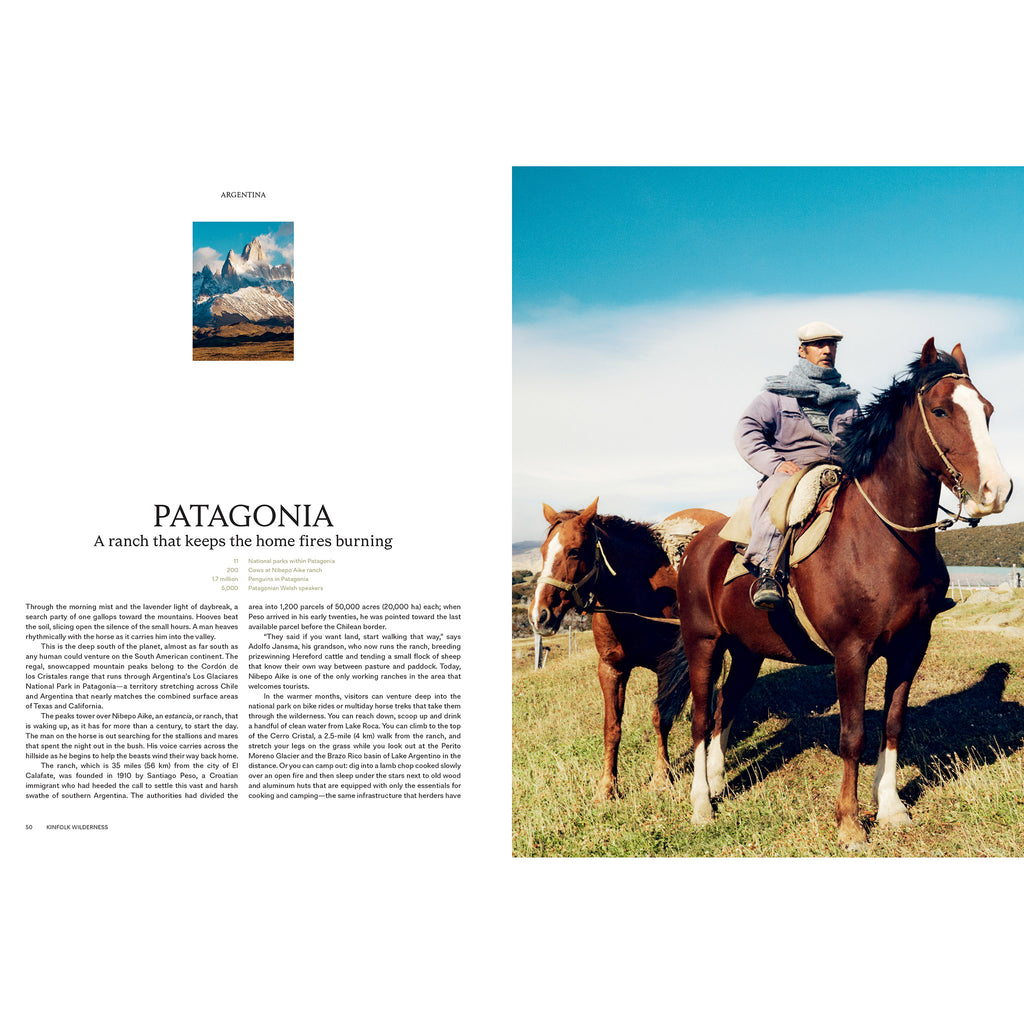 Sample page of a ranch in Patagonia from Kinfolk Wilderness hardcover book by John Burns.