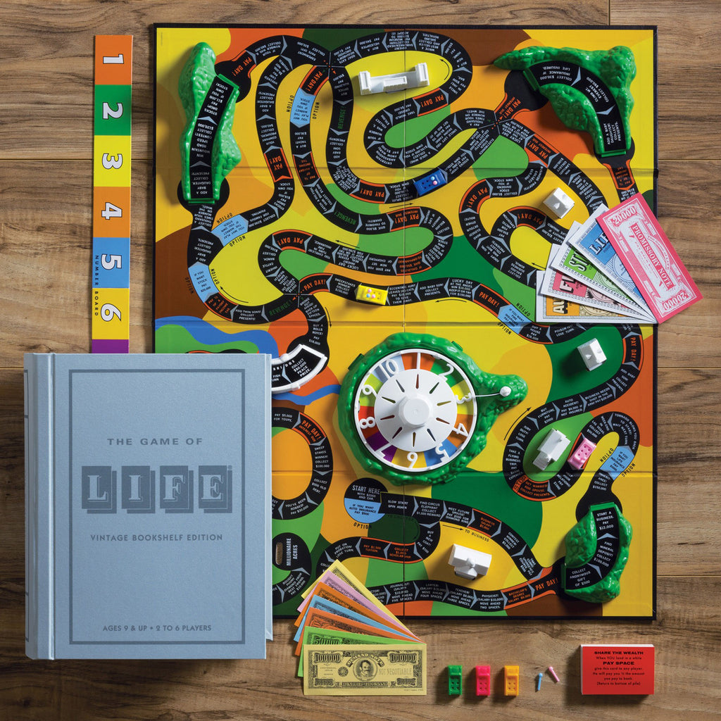 game of life vintage bookshelf edition linen book game contents